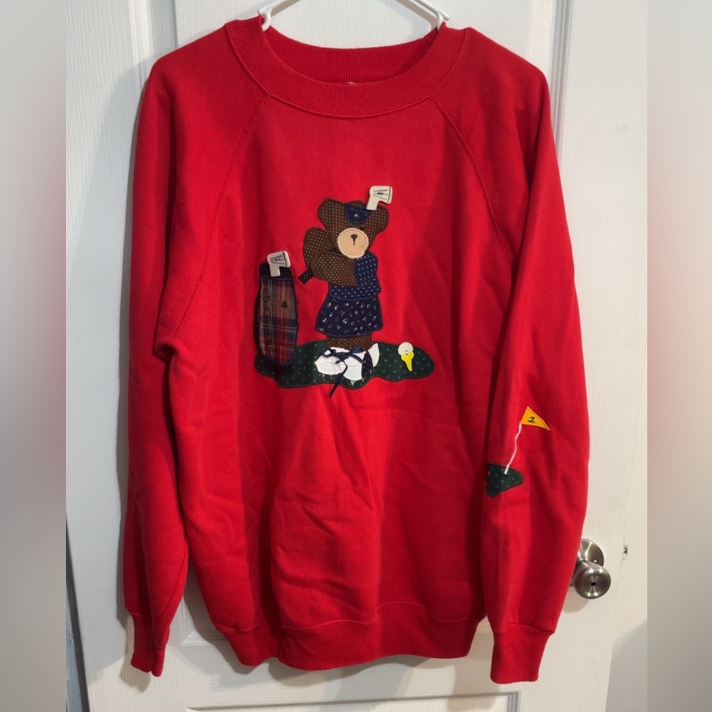 Red Golfing Bear Homemade Women’s Sweatshirt size XL
